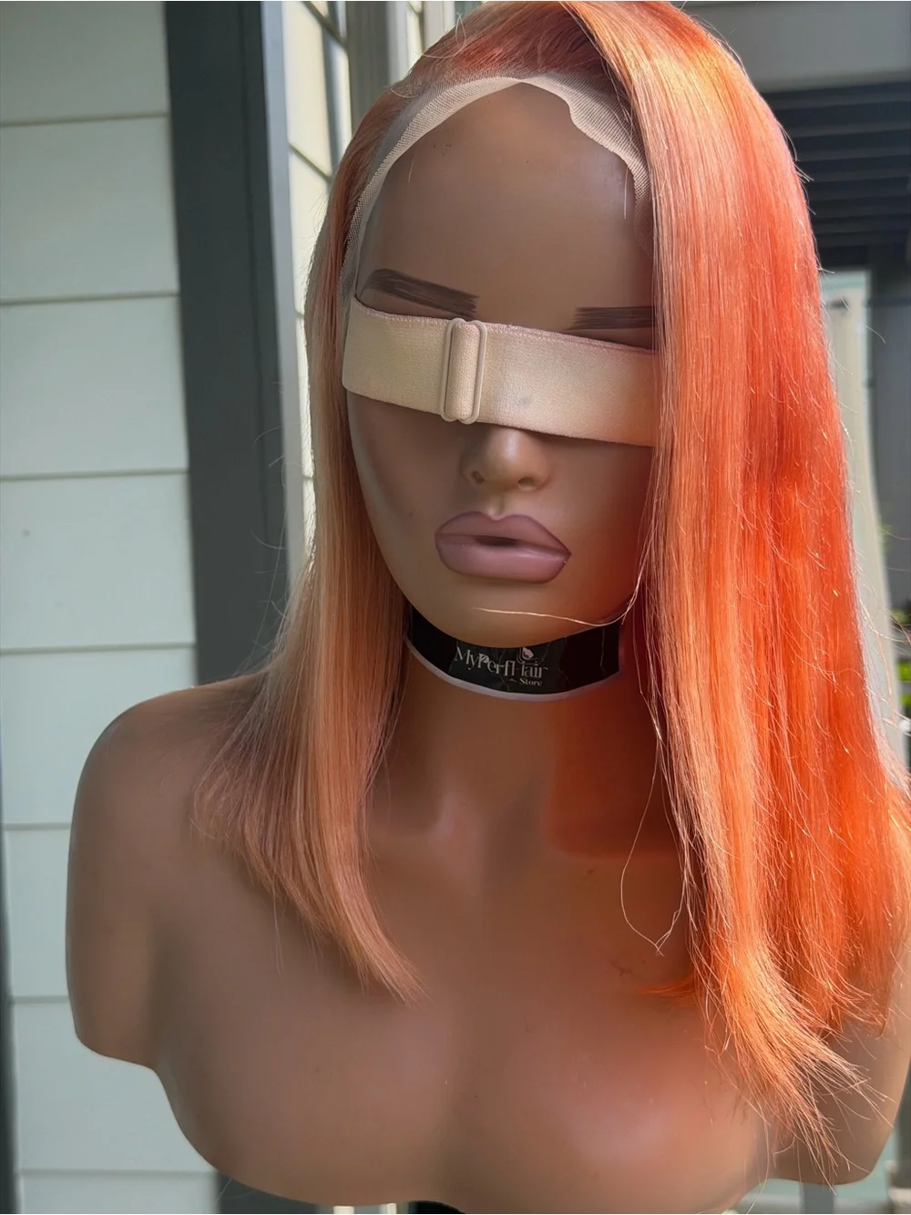 Orange Straight 14in 13x4 Lace Front Wig - Vibrant Orange Women's Human Hair